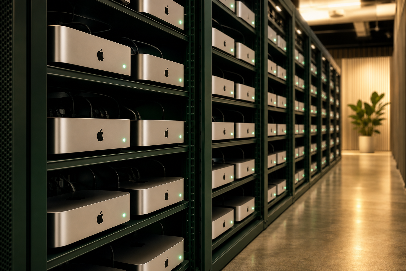 Mac mini M4 physical servers in VPSRox datacenter racks